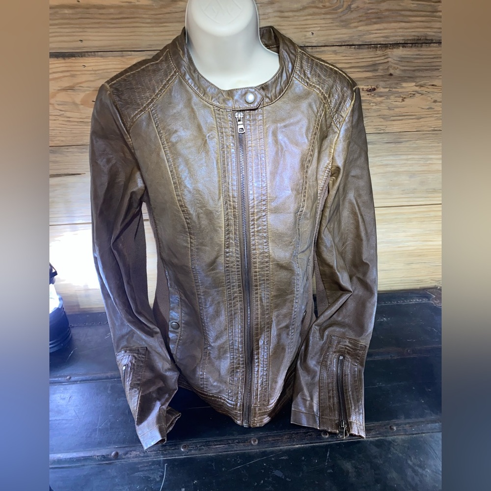 Brown faux Leather Jacket
